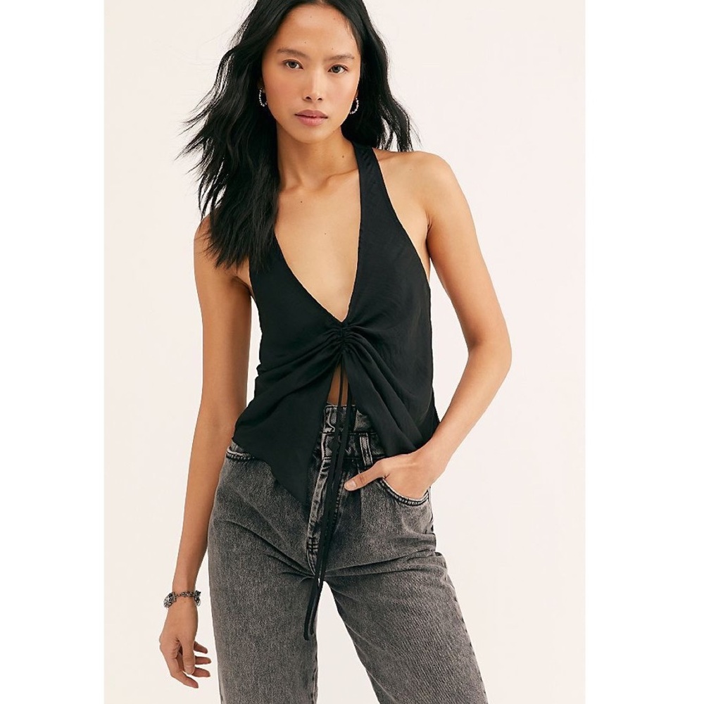 NWT free people In A Cinch Cami Top Silky black